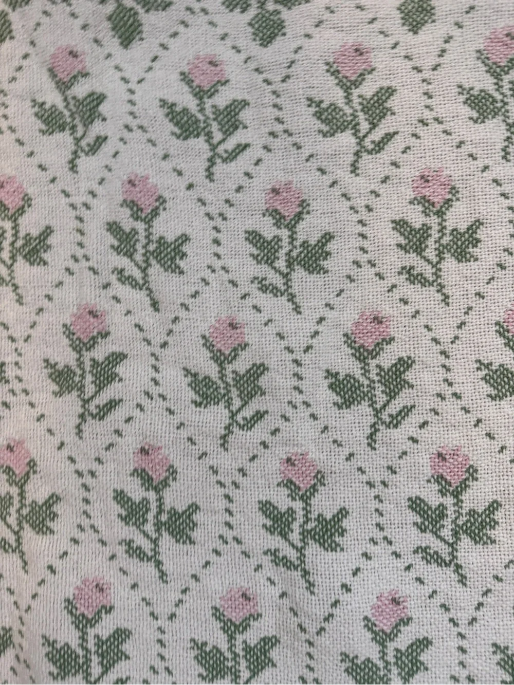 Soft Floral Throw Blanket in Pastel Pink and Sage